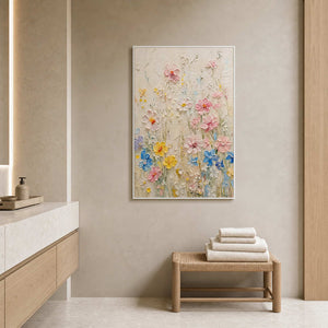 Textured Floral Wall Art displayed in a refined spa reception.