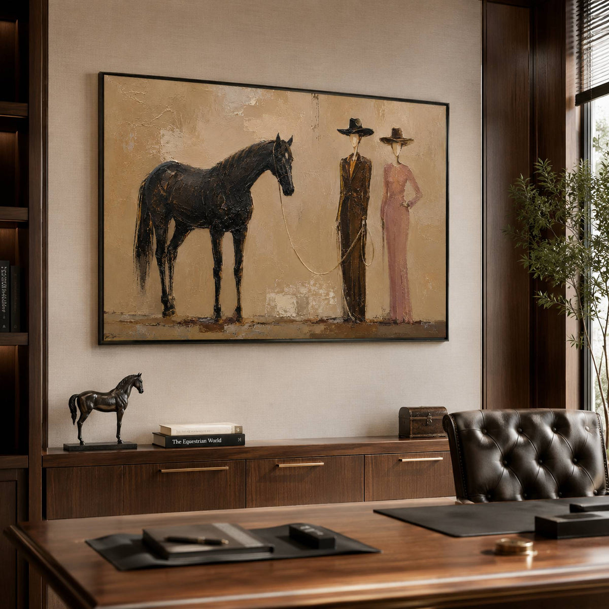Refined horse canvas for a modern office interior.