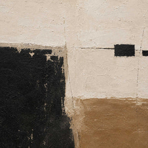 Close-up of weathered neutral texture and black paint.