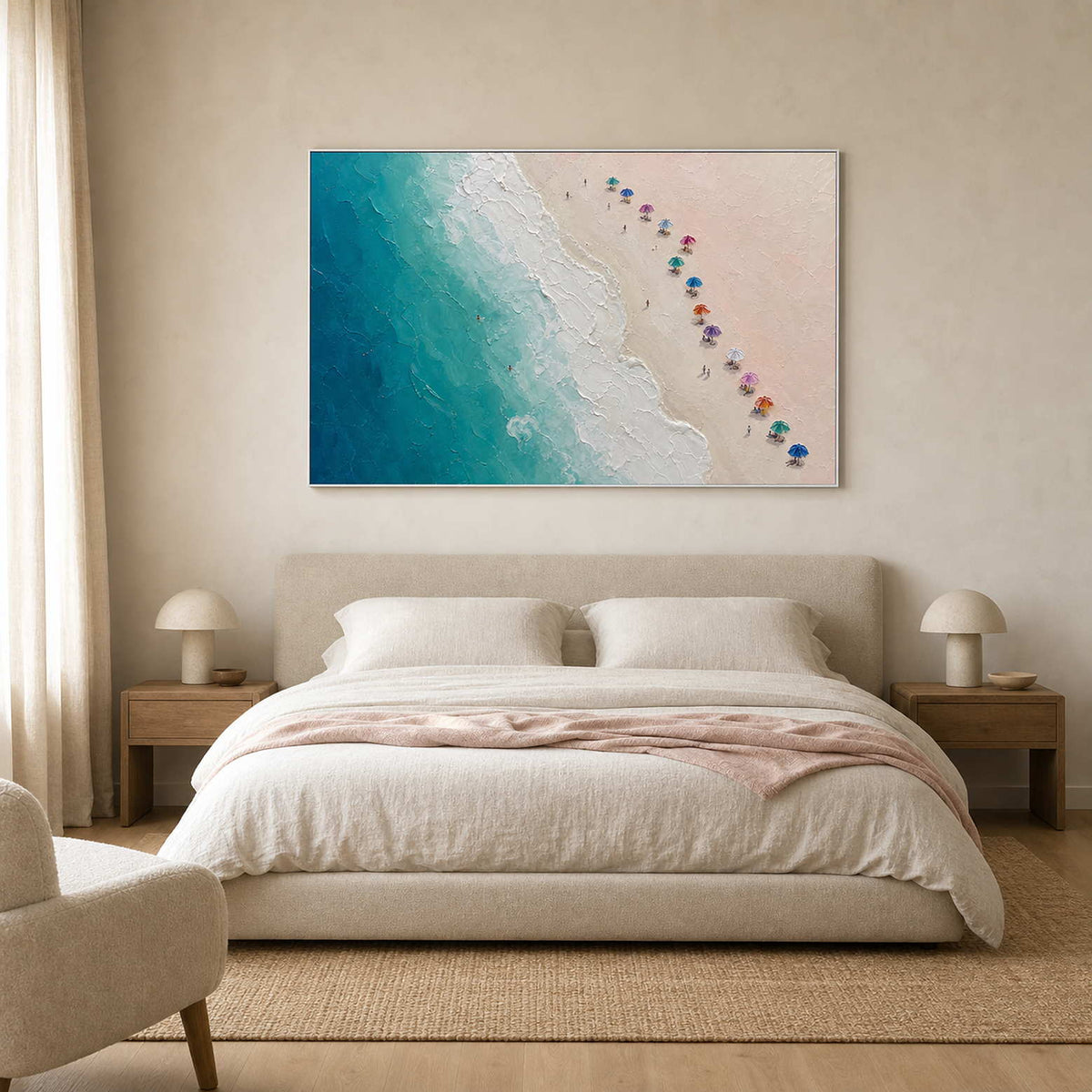 Textured Coastal Wall Art displayed in a refined modern interior.