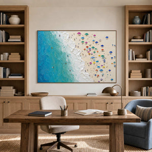 Coastal Beach Wall Art displayed in a refined office.