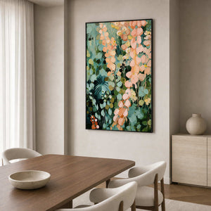 Textured Botanical Wall Art displayed in a refined dining room.