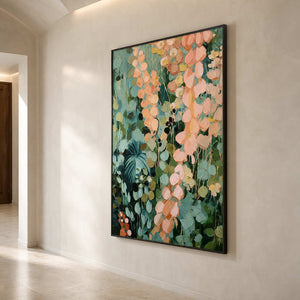 Textured Botanical Wall Art displayed in a refined entryway.