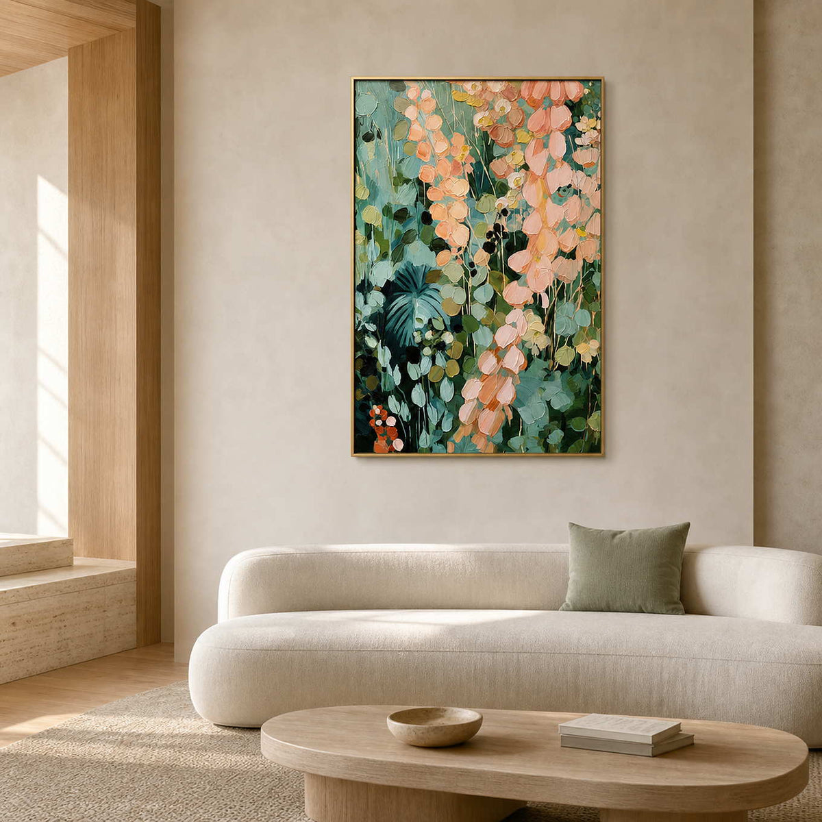 Textured Botanical Wall Art displayed in a refined living room.
