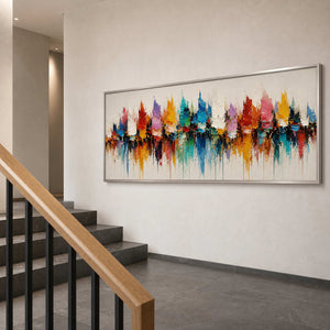 Textured Cityscape Wall Art displayed in a refined entryway.