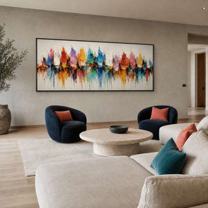 Textured Cityscape Wall Art displayed in a refined living room.
