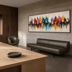 Textured Cityscape Wall Art displayed in a refined office.