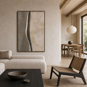 Minimalist Abstract Wall Art displayed in a refined living room.