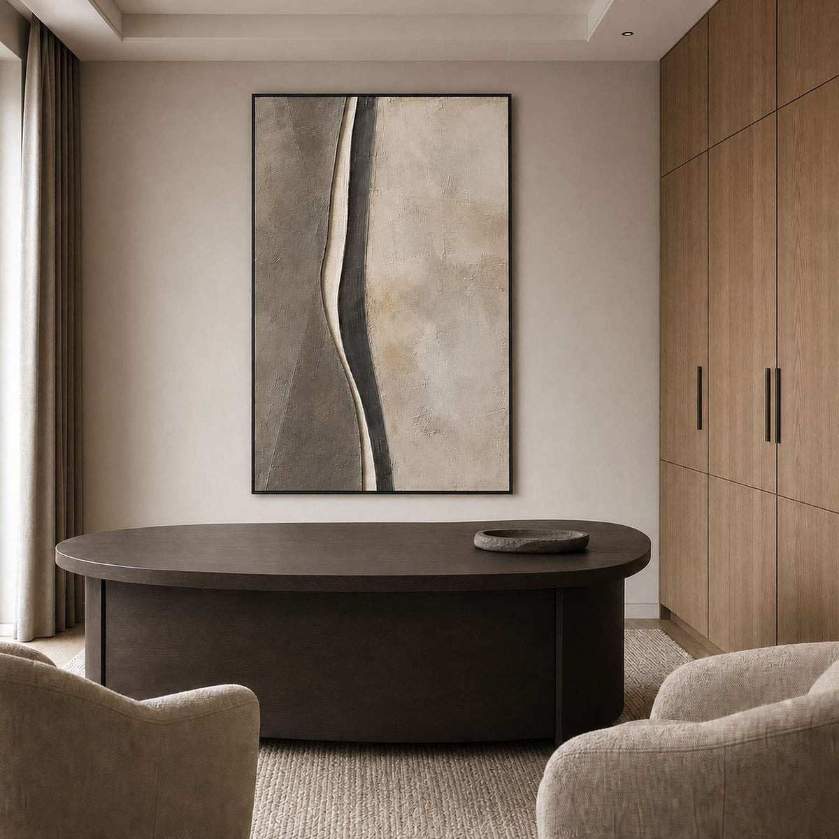Minimalist Abstract Wall Art displayed in a refined office.