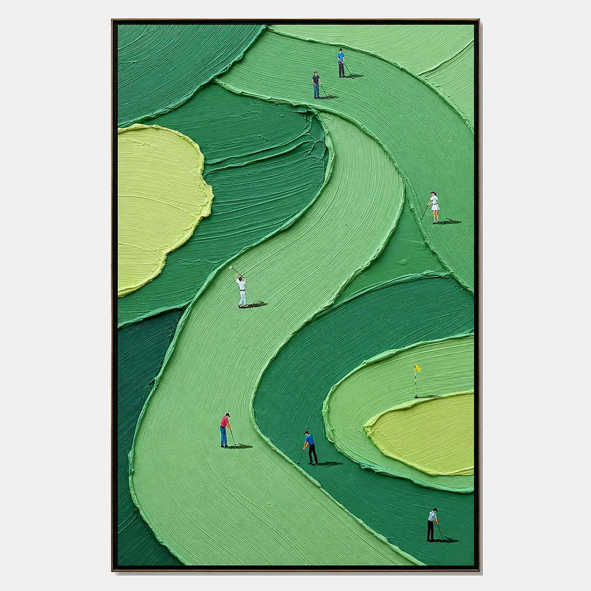 A Day on the Fairway: small golfers on sweeping green fairways, shown in a full artwork view.