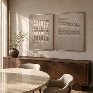 Minimalist Art Set displayed in a refined dining room.