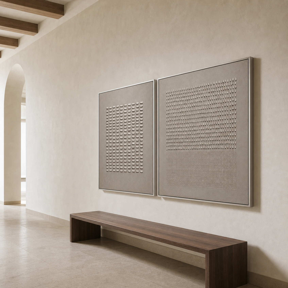 Minimalist Art Set displayed in a refined entryway.