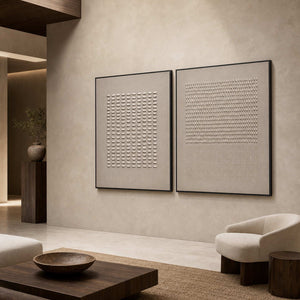 Minimalist Art Set displayed in a refined hospitality lounge.