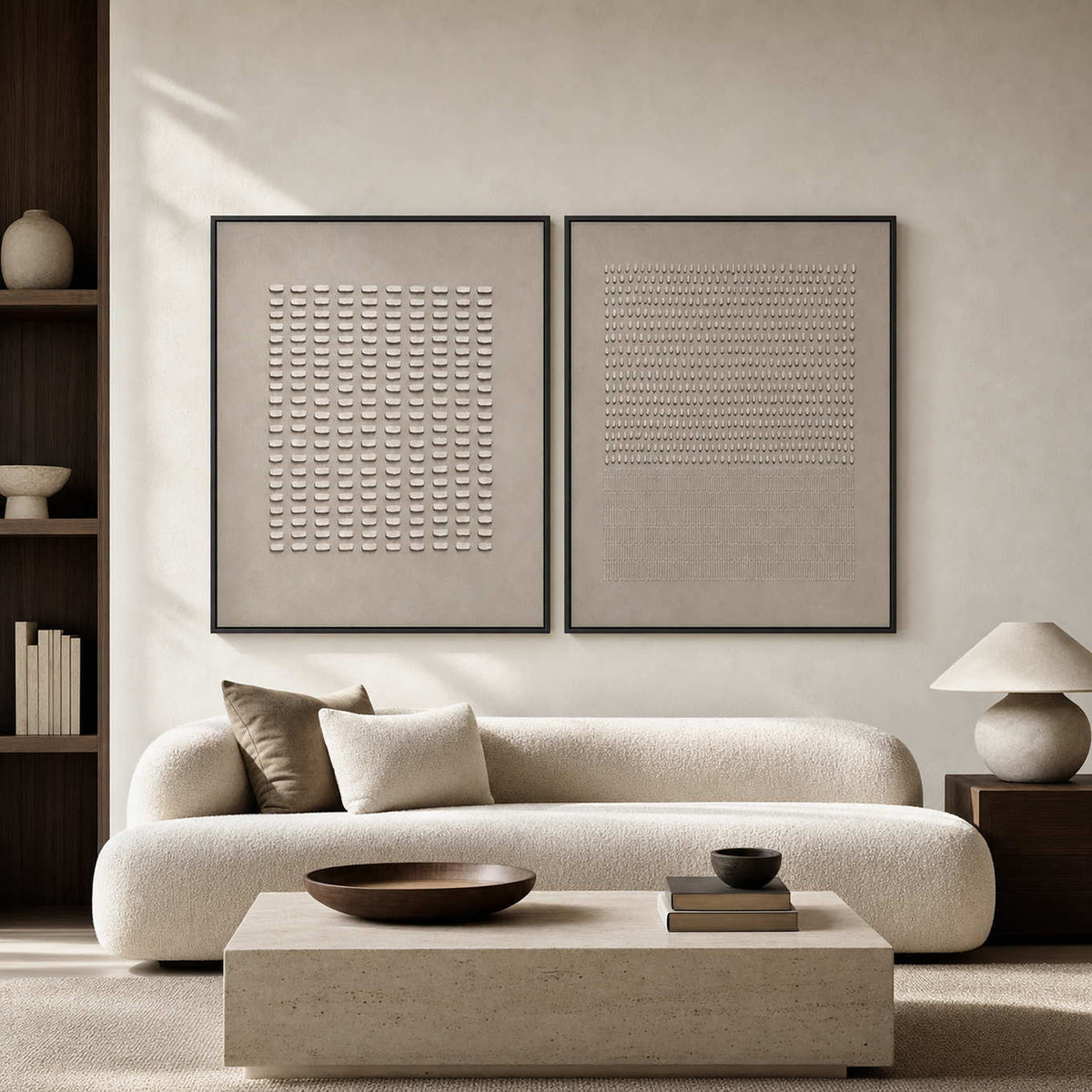 Minimalist Art Set displayed in a refined living room.