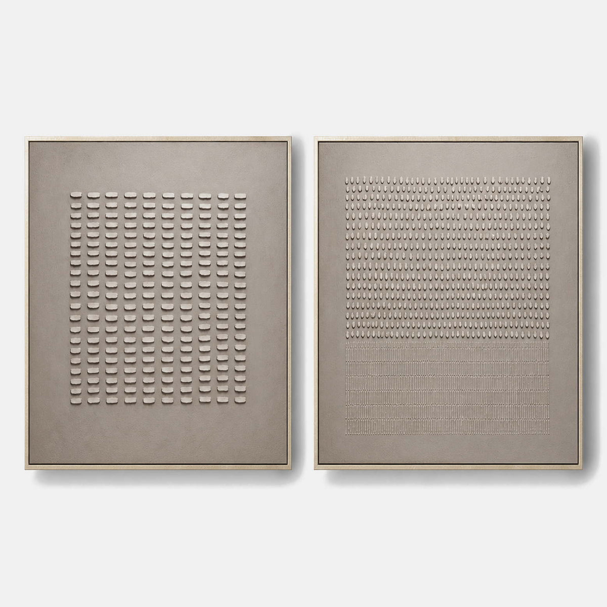 Hand-painted minimalist art set with white and neutral tones.