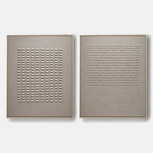 Hand-painted minimalist art set with white and neutral tones.