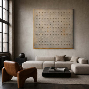 Wabi Sabi Wall Art styled above a contemporary living room sofa.
