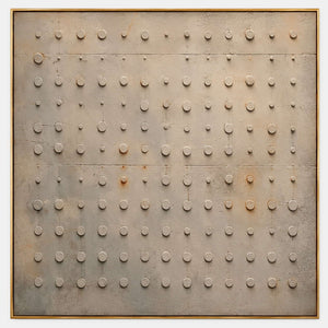Wabi-Sabi canvas with raised ivory marks in a quiet grid.