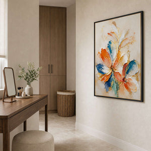 Textured Floral Wall Art displayed in a refined bathroom.