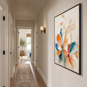 Textured Floral Wall Art displayed in a refined entryway.