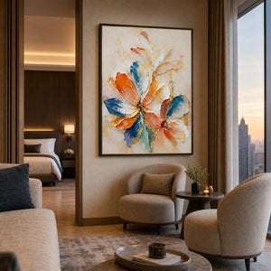 Textured Floral Wall Art displayed in a refined hospitality lounge 2.