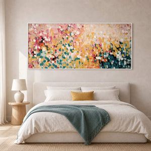 Textured Abstract Wall Art displayed in a refined bedroom.