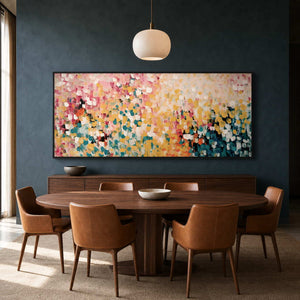 Textured Abstract Wall Art displayed in a refined dining room.