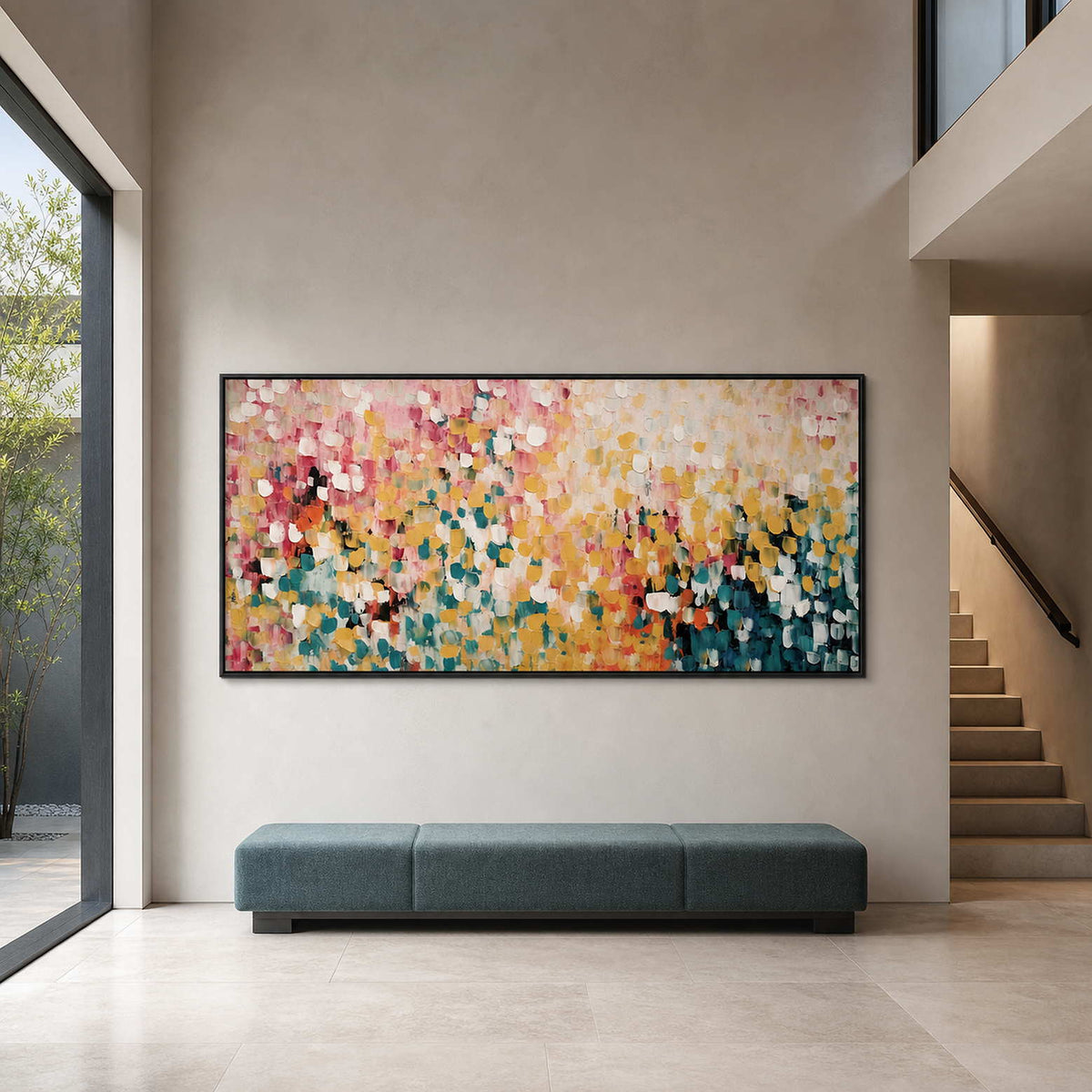 Textured Abstract Wall Art displayed in a refined entryway 2.