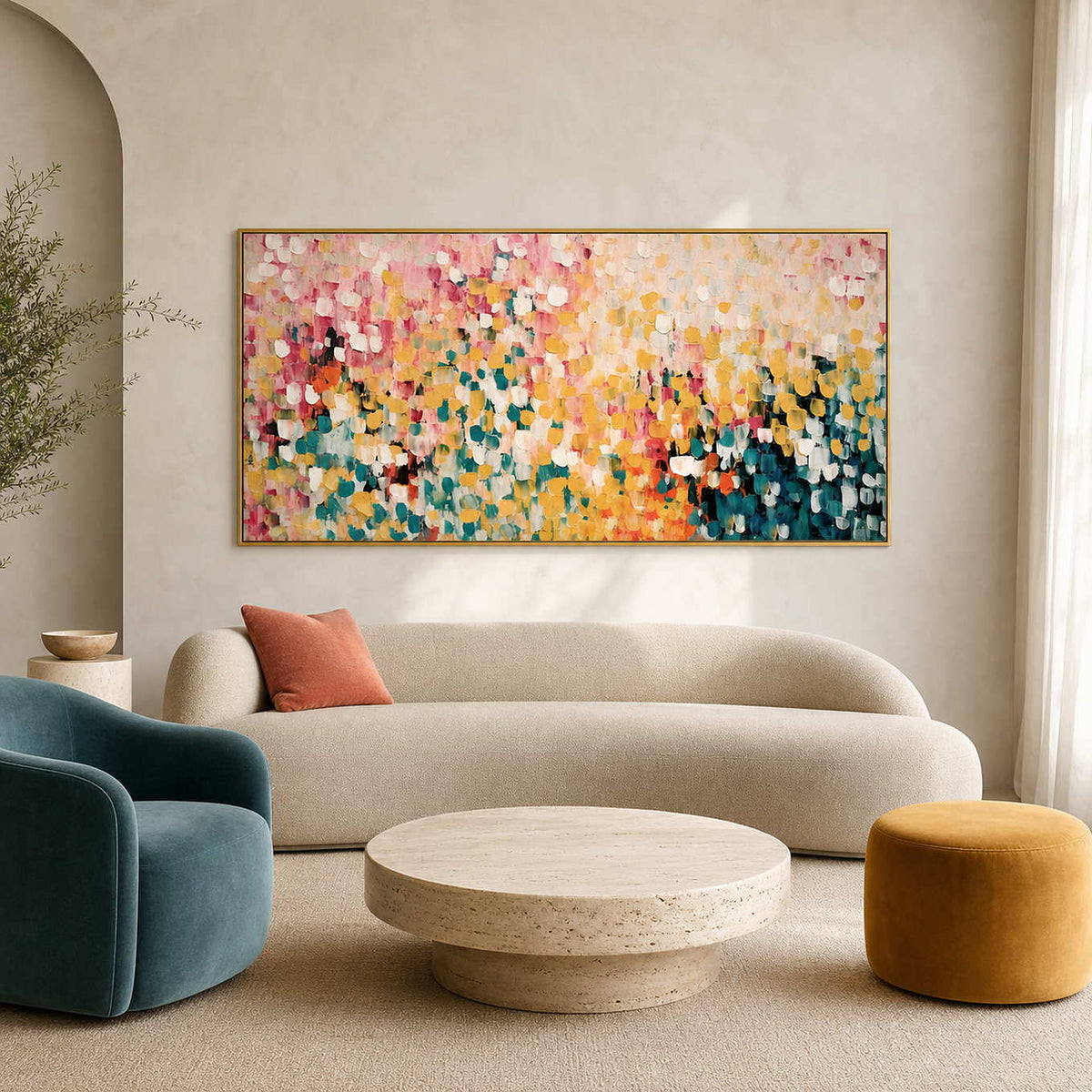 Textured Abstract Wall Art displayed in a refined living room.