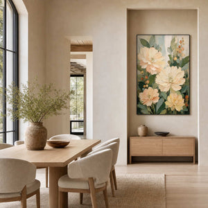 Textured Floral Wall Art displayed in a refined dining room.