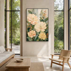 Textured Floral Wall Art displayed in a refined entryway.