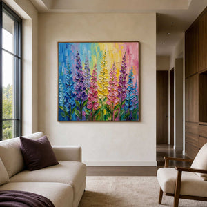 Textured garden wall art displayed in a walnut reading lounge.