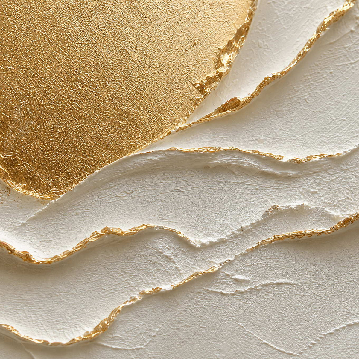 Close-up of raised hand-painted texture in white, warm tones, and beige & cream.