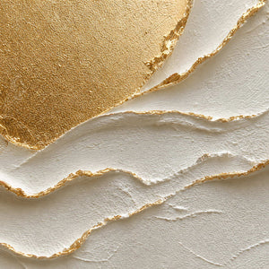 Close-up of raised hand-painted texture in white, warm tones, and beige & cream.