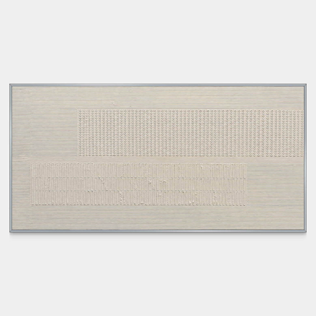 Hand-painted panoramic ivory relief with fine grooves and geometric fields.