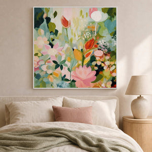 Floral Wall Art displayed in a refined bedroom.