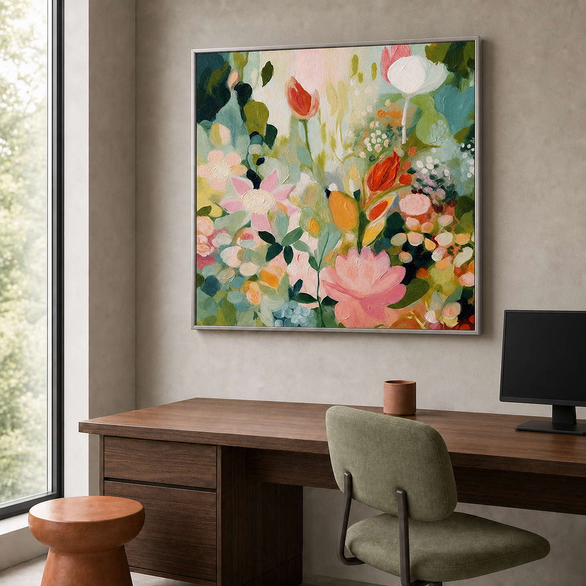 Floral Wall Art displayed in a refined office.