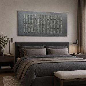 Minimalist Textured Wall Art displayed in a refined bedroom.