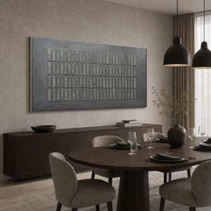 Minimalist Textured Wall Art displayed in a refined dining room.