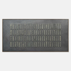 Hand-painted minimalist textured wall art with black, neutral, and earth tones tones.