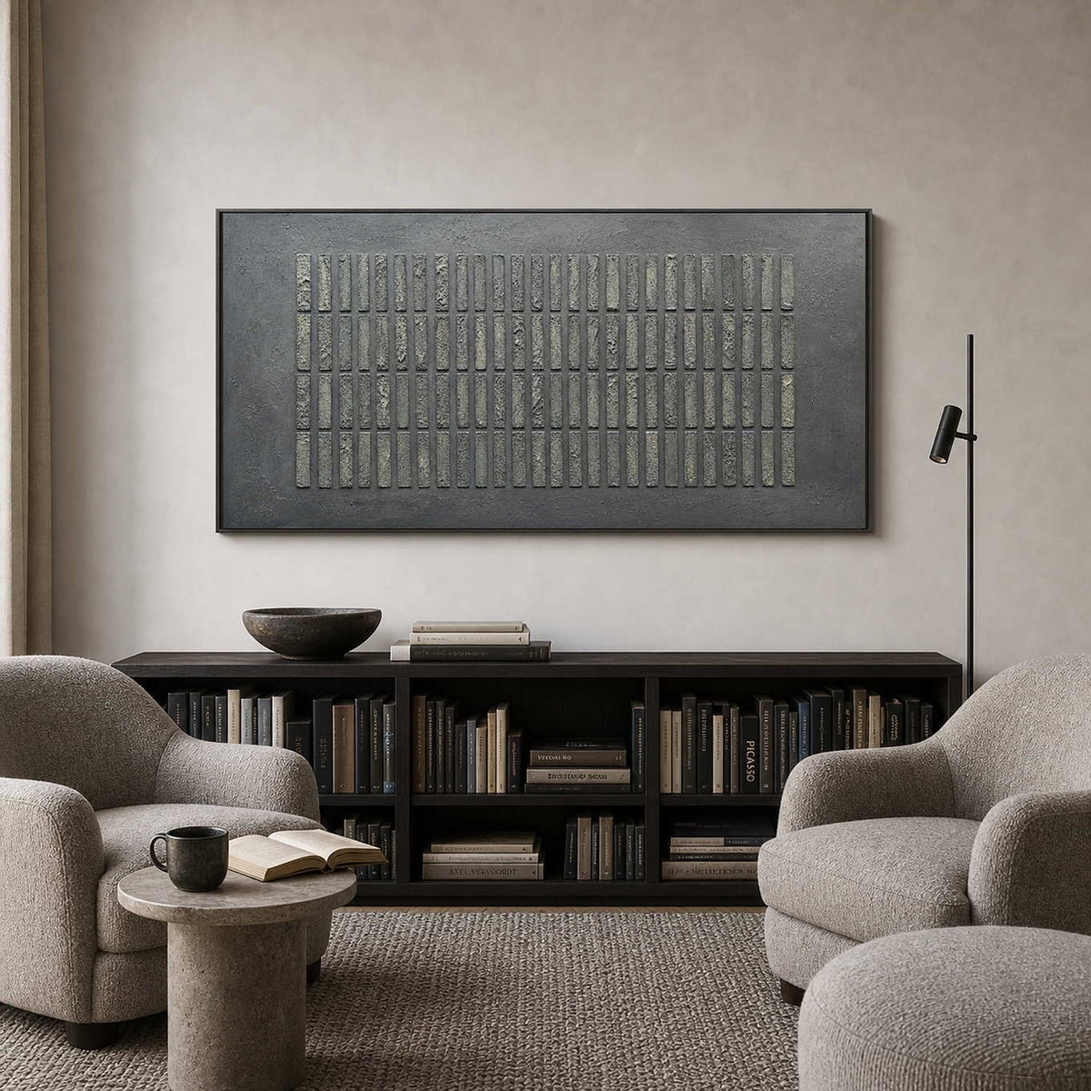 Minimalist Textured Wall Art displayed in a refined modern interior.