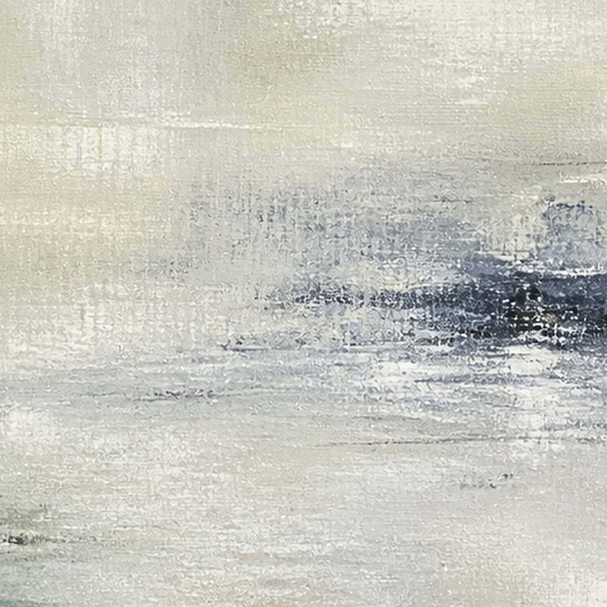 Close-up of ivory, aqua, and blue-grey scraped paint texture.