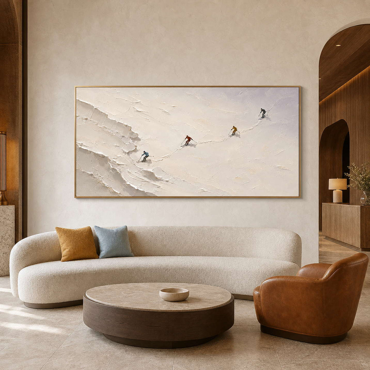 Ski Wall Art displayed in a refined hospitality lounge 3.