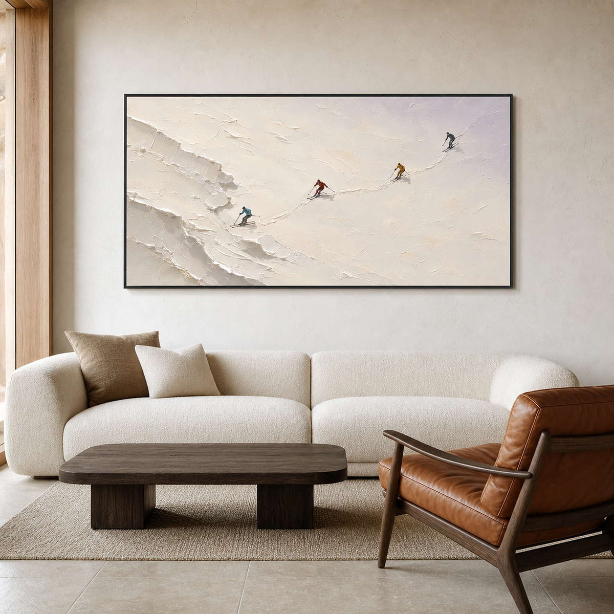 Ski Wall Art displayed in a refined living room.