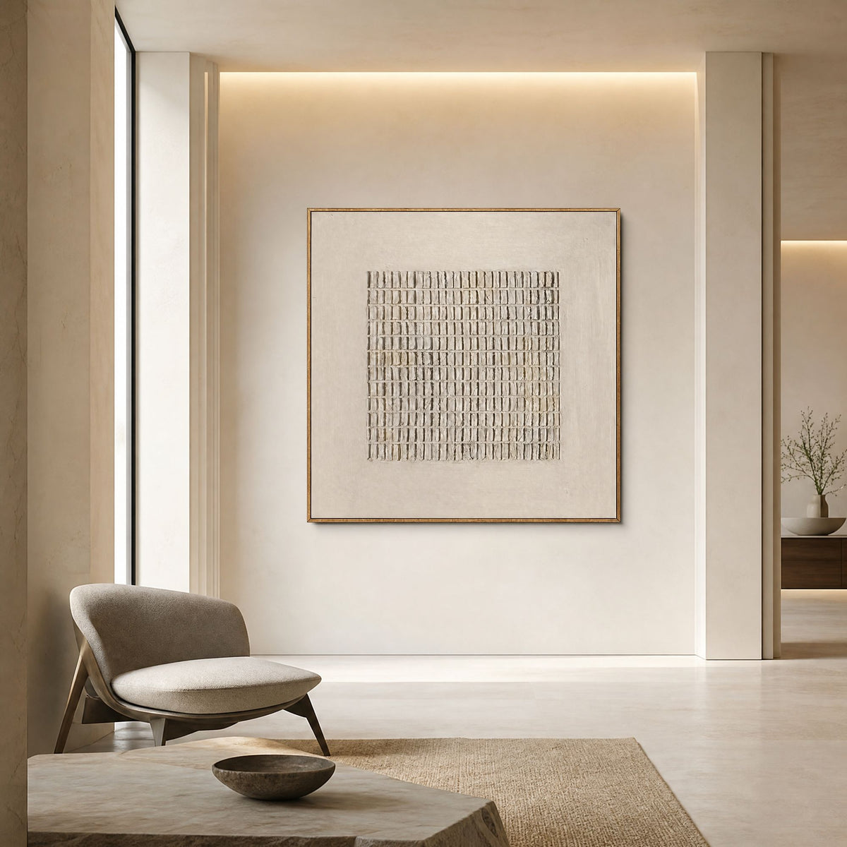 Ivory Wabi-Sabi canvas for hospitality interiors.