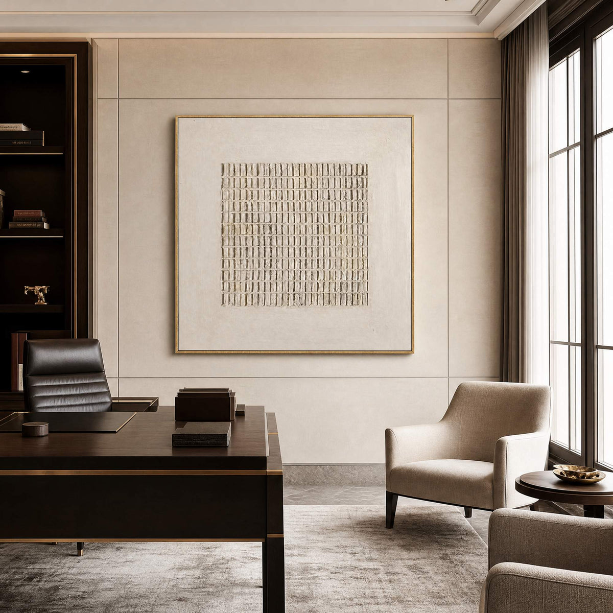 Minimalist textured canvas for a modern office.