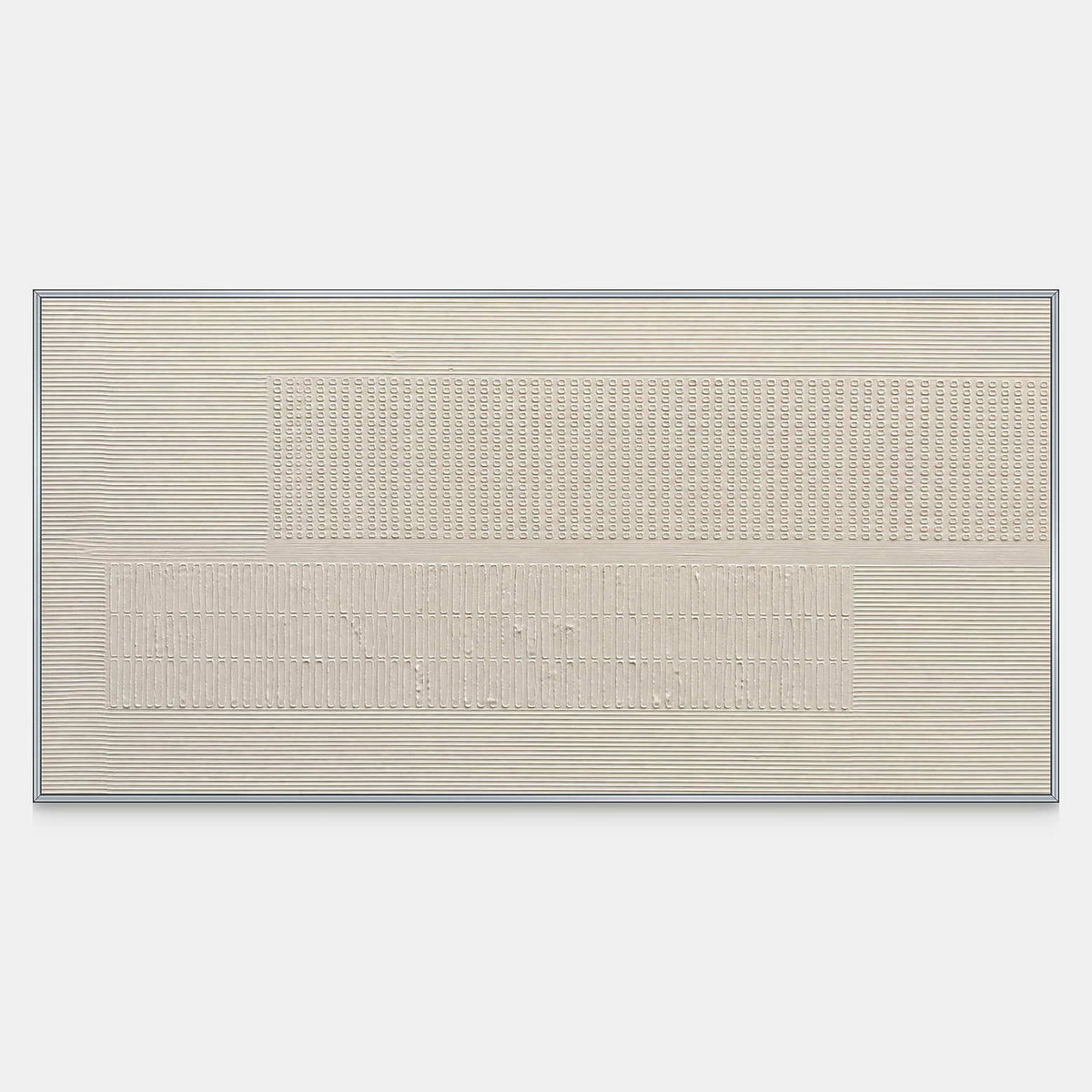 Hand-painted panoramic ivory relief with fine grooves and geometric fields.