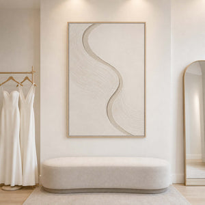 Textured Minimalist Wall Art displayed in a refined bathroom.