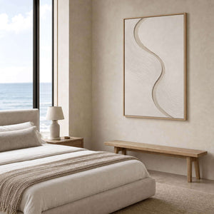 Textured Minimalist Wall Art displayed in a refined bedroom.