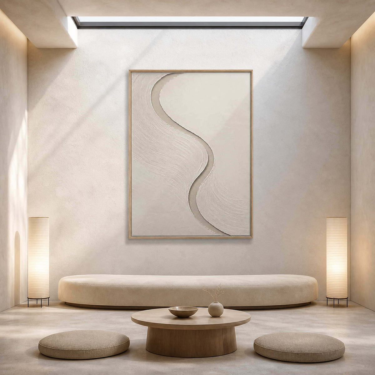 Textured Minimalist Wall Art displayed in a refined hospitality lounge.
